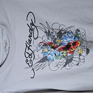 Ed Hardy Y2K Women's Koi Fish Tattoo Signature Logo Crop Sweatshirt